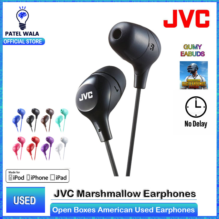 Original JVC Gumy & Marshmallow Earbuds | No Mic | Deep Bass | Soft Fit | Tangle-Free | Used/Open Box