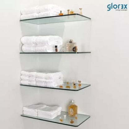 (PATEL ) (in Set) (2pcs) High Quality Thick Bathroom Wall Mounted Glass Shelf Shampoo Rack Bathroom Shelf Bathroom Rack Toilet Rack Glass Rack 1 Layer Toilet Rak Glass Rak Bathroom Rak Fast Delivery Ready Stock Readily Stock